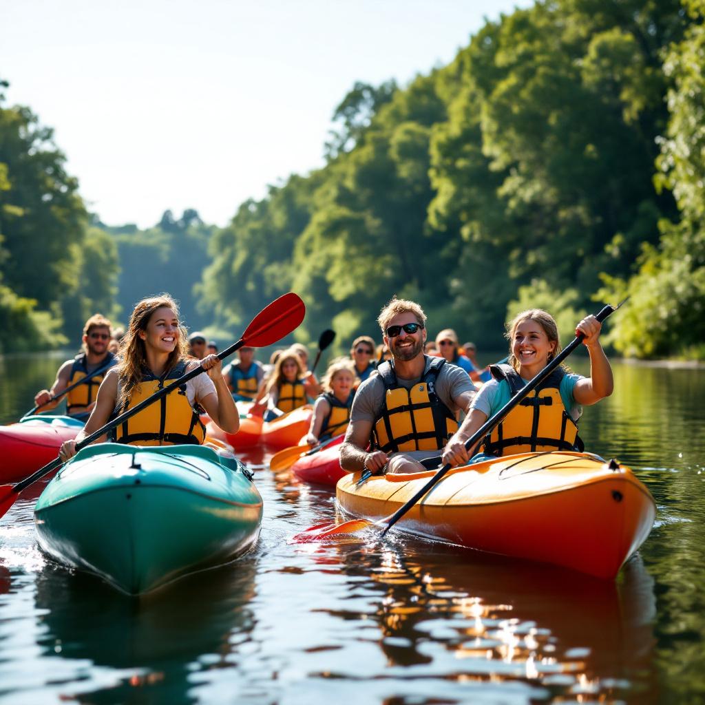 Vereinsmitglieder paddeln gemeinsam auf der Trave